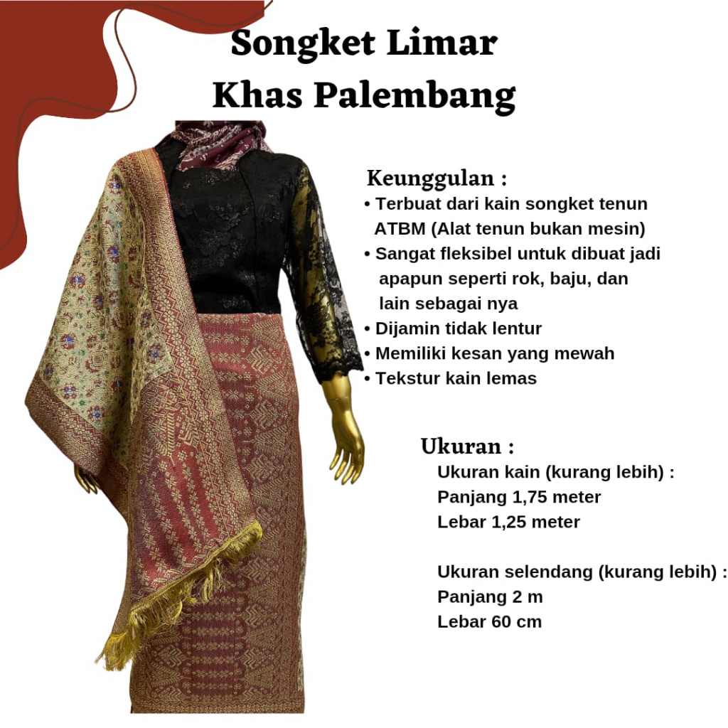 Jual Songket PaSH - Songket Limar Khas Palembang Berbagai Macam Warna ...