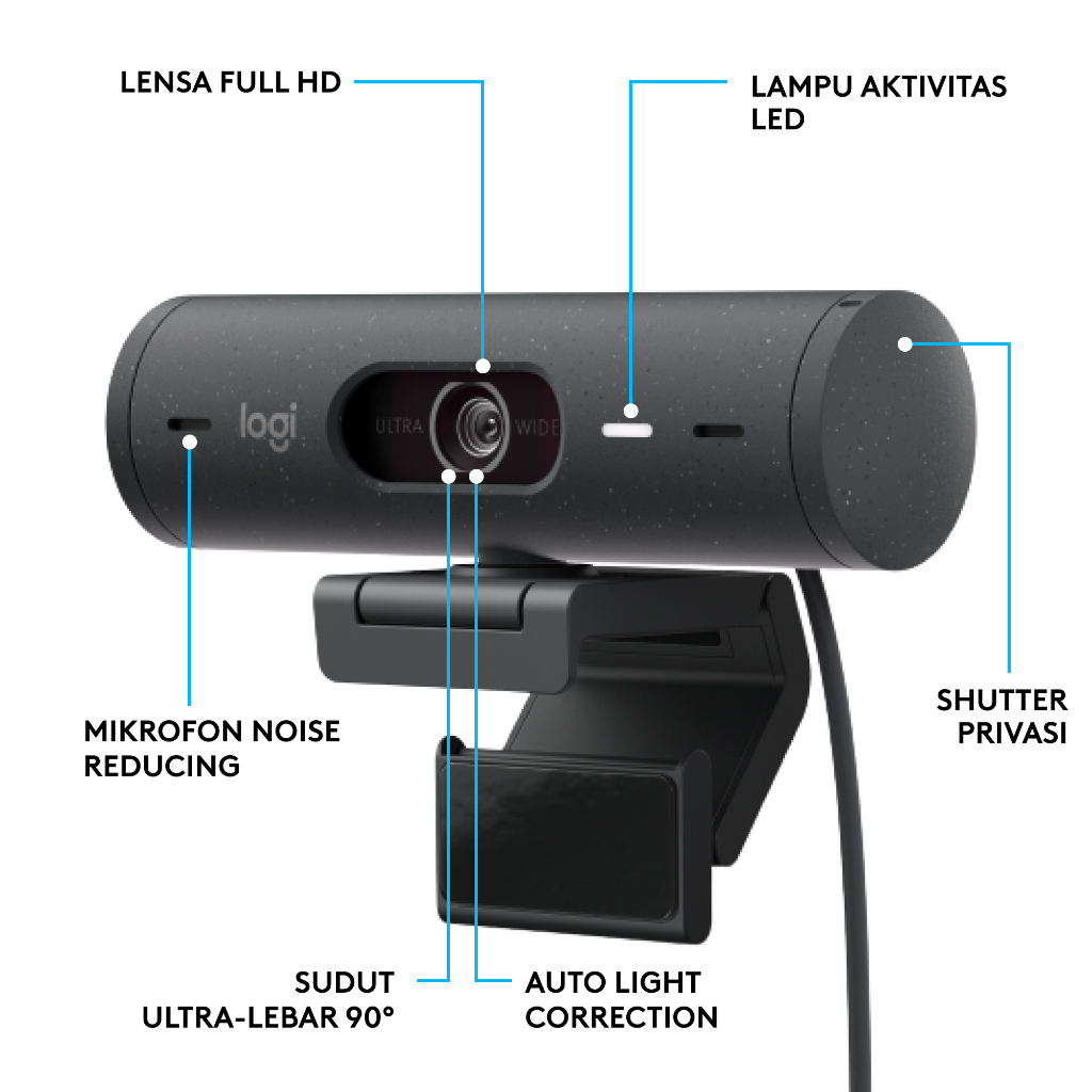 [BUNDLING] Logitech Brio 500 webcam Full HD 1080P x Logitech Zone Vibe 100 Wireless Headphone (3)