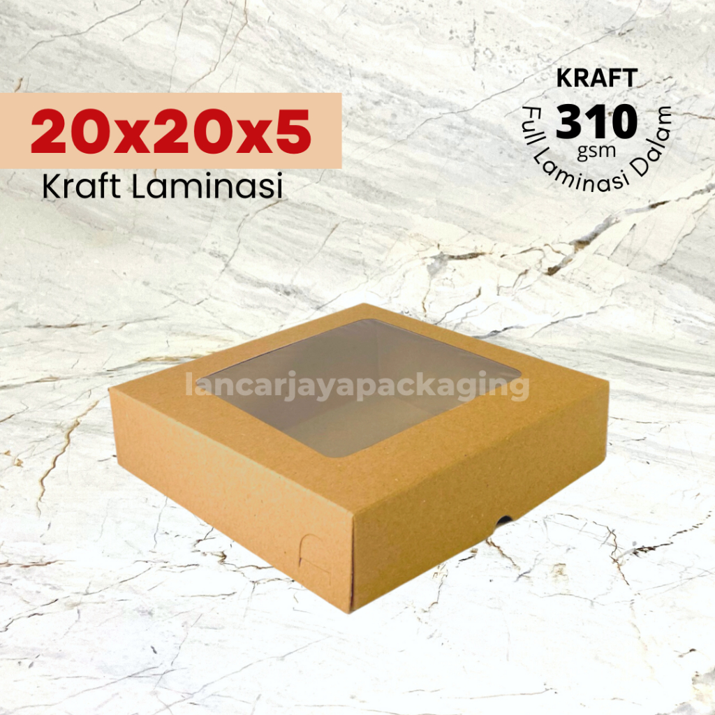 Jual Box Kraft Coklat Kotak Packing Kue Roti Dus Donat Hampers Jendela Laminasi 20x20x5 Shopee 1276