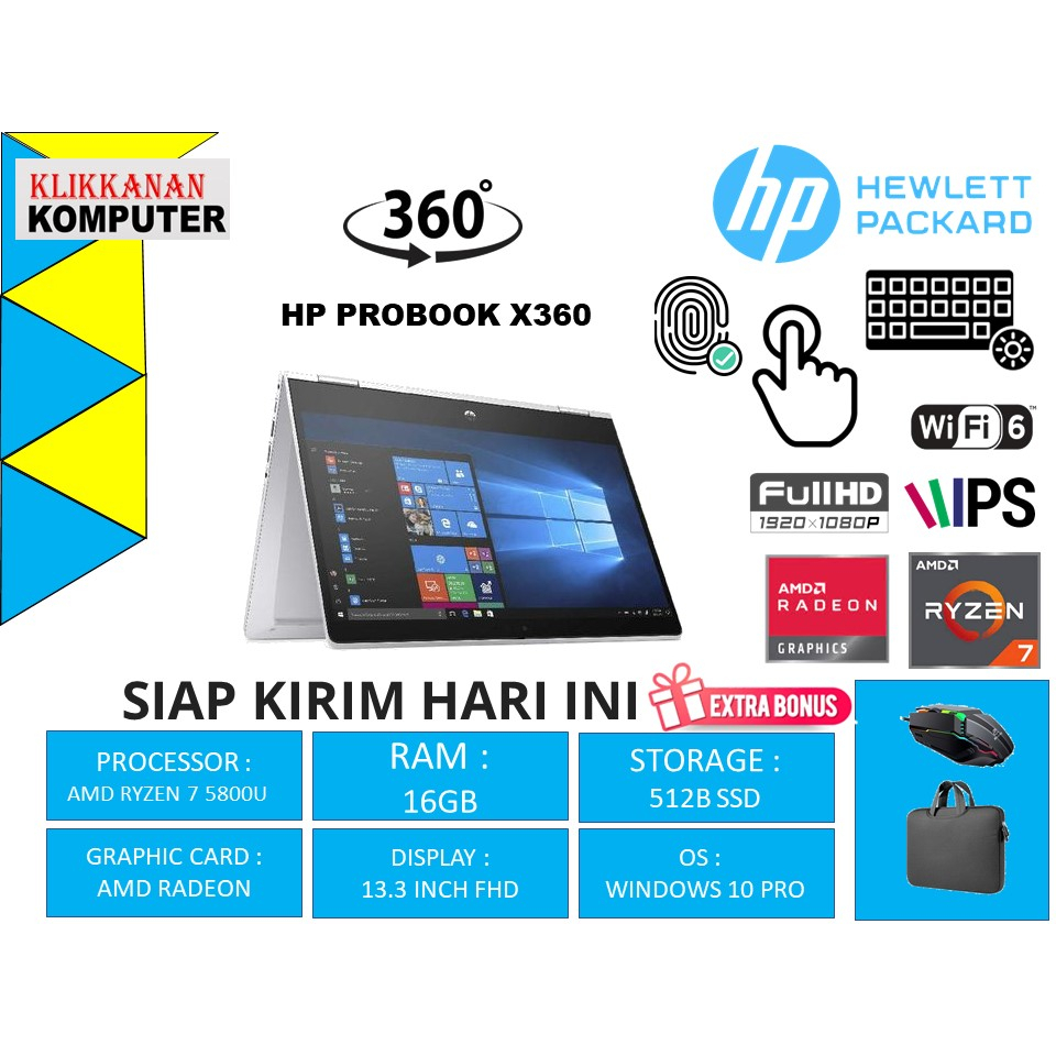 Jual LAPTOP HP PROBOOK X360 435 G8 AMD RYZEN 7 5875U RAM 16GB 512GB SSD ...