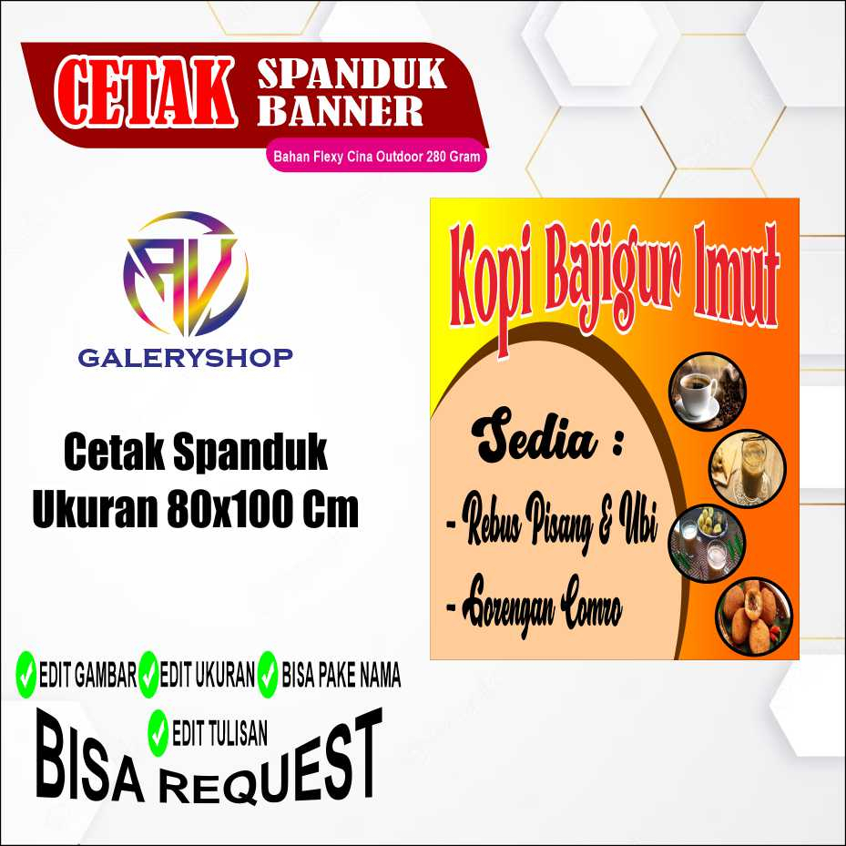 Jual Spanduk Banner Kopi Bajigur Angkringan Dll Custom 80x100 Cm