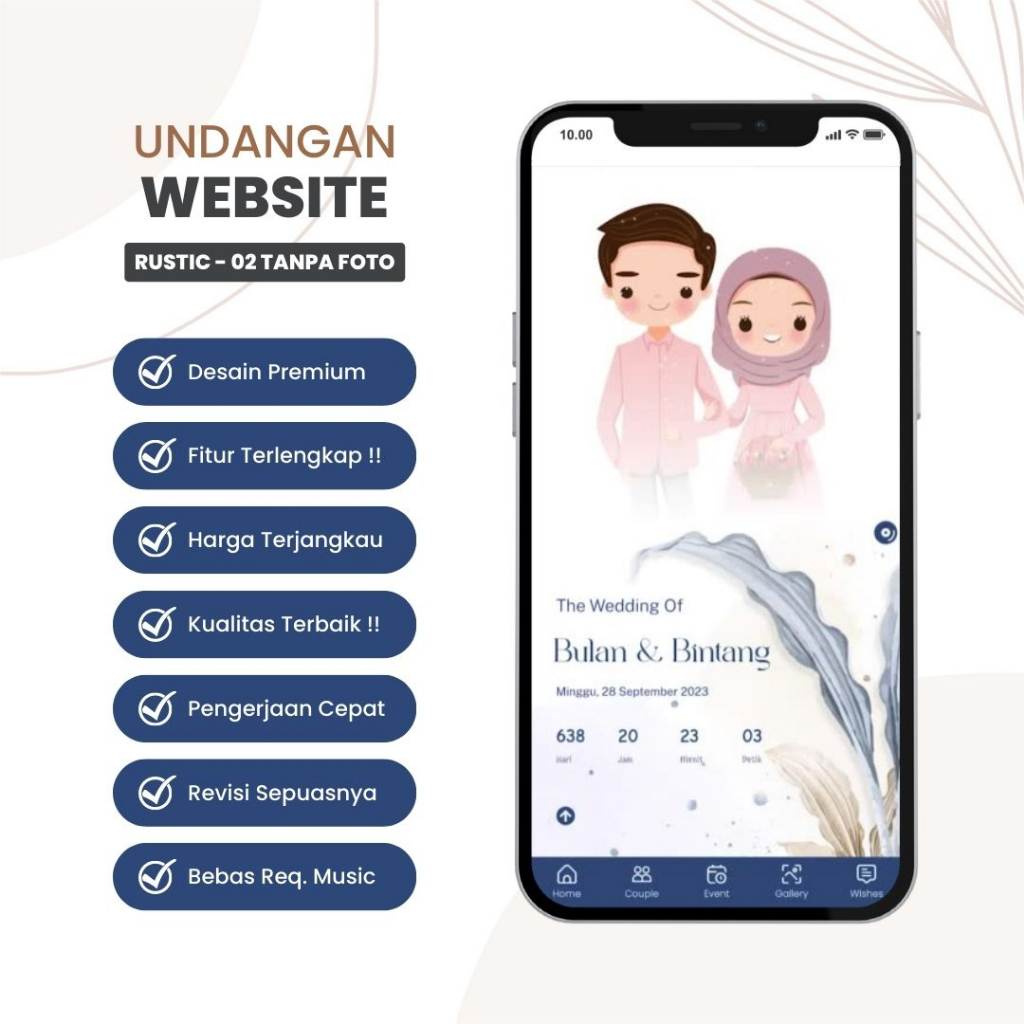 Jual Undangan Digital Pernikahan Website Premium Tema Tanpa Foto