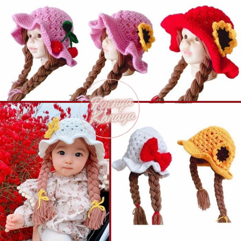 Jual TOPI RAJUT BAYI KEPANG MOTIF BUNGA / TOPI RAJUT KUPLUK BAYI KEPANG ...