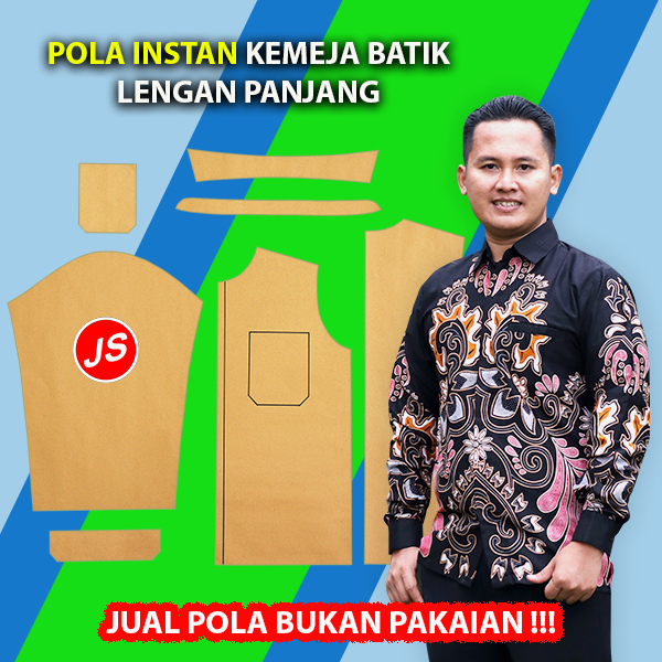 Jual Pola Instan Kemeja Batik Lengan Panjang [ Pola Baju Jamblang