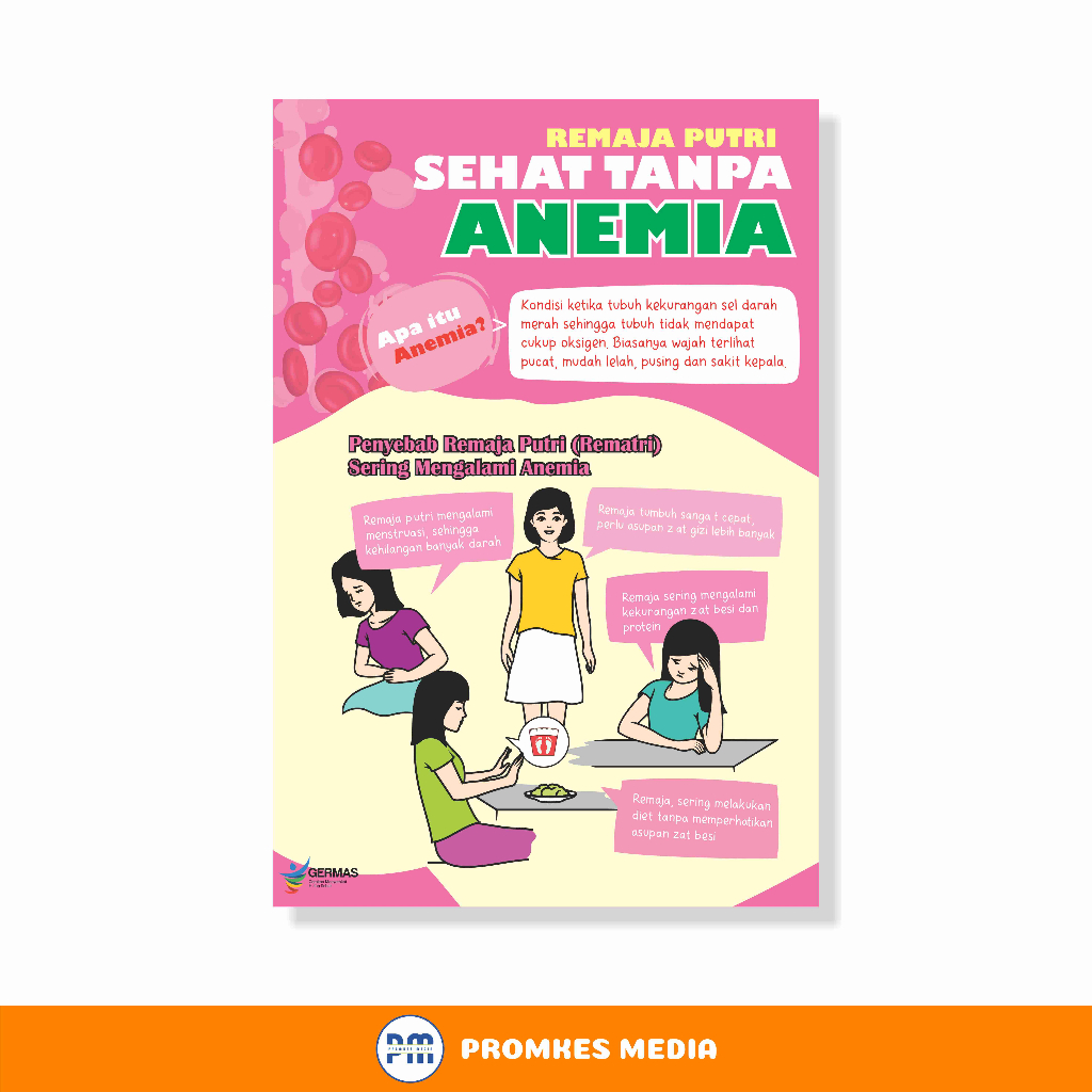 Jual Poster Kesehatan, Poster Bebas Anemia, Poster Remaja Putri Bebas