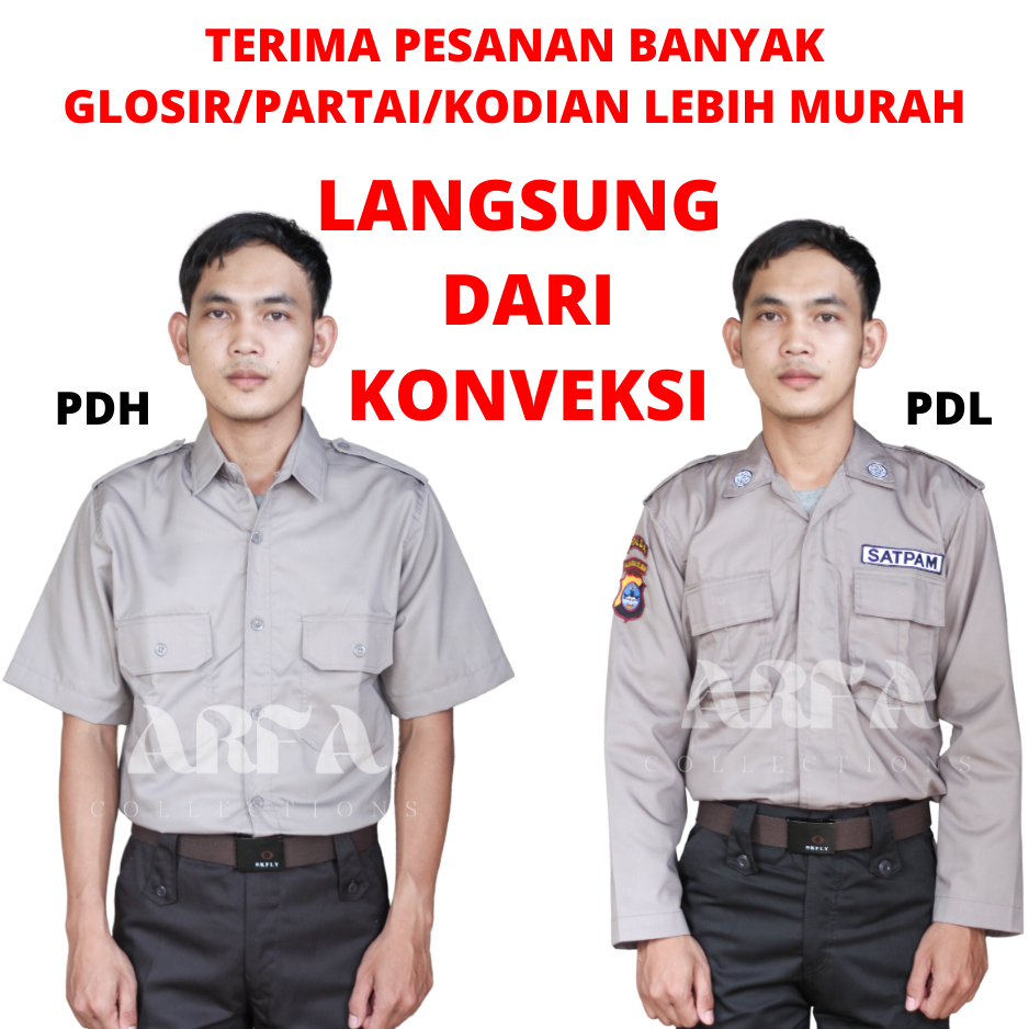 Jual BAJU SETELAN SERAGAM COKLAT PDH PDL SATPAM SECURITY SEKURITI
