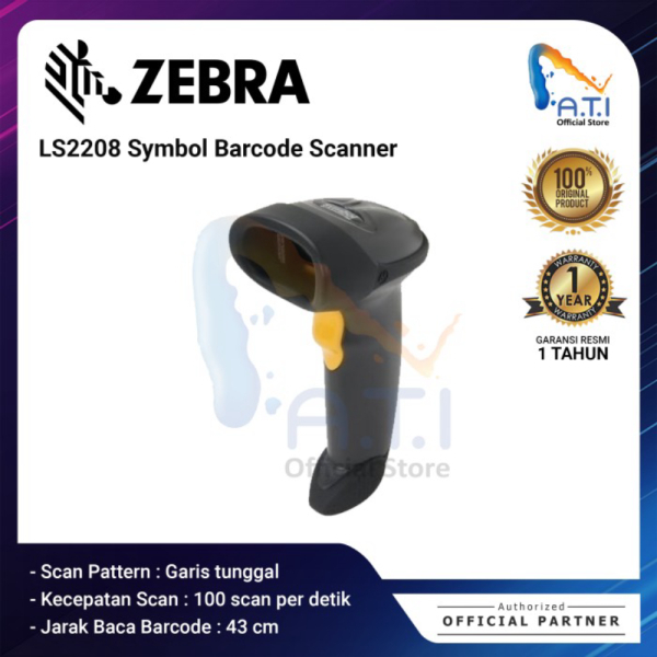 Jual ZEBRA Symbol Barcode Scanner LS2208 LS 2208 1D Auto Scan Stand USB