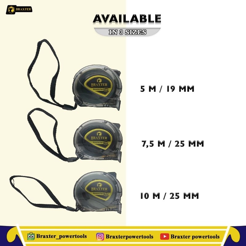 Jual METERAN BRAXTER- 5M X 19MM- 7.5M X 25MM- 10M X 25MM | Shopee Indonesia