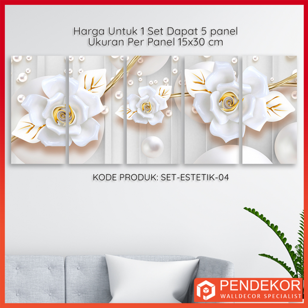 Jual Hiasan Dinding Estetik Dapat 5 Panel Pajangan Dinding - SET