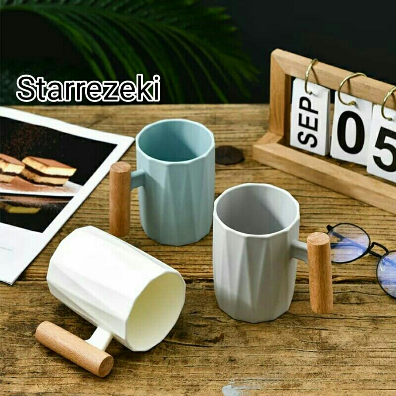 Jual Mug Gelas Plastik Aesthetic Gelas Kumur Gelas Elegan Gagang Kayu Shopee Indonesia