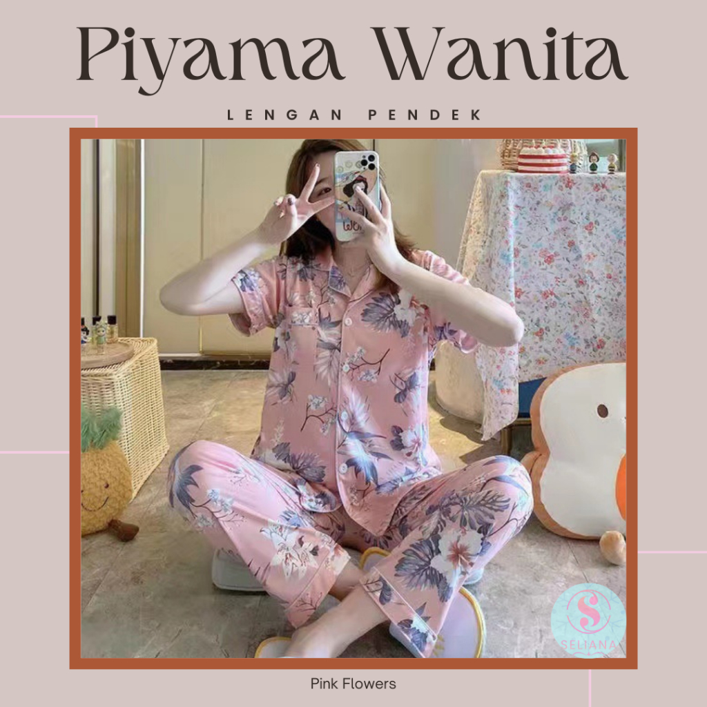 Jual Baju / Pakaian Tidur | Piyama Set Wanita Model Kemeja Berkancing ...