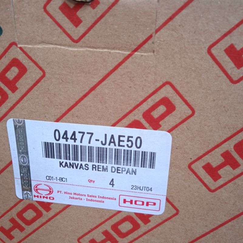 Jual HINO 500 BRAKE LINING/KAMPAS REM FRONT 04477-JAE50 1 DUS ISI 4PC ...