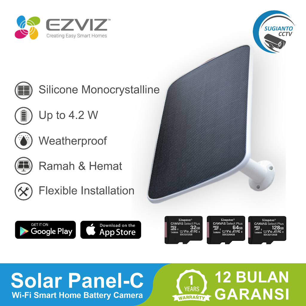 Jual EZVIZ Solar Charging Panel Model C 6V 6.18W Designed for EZVIZ ...