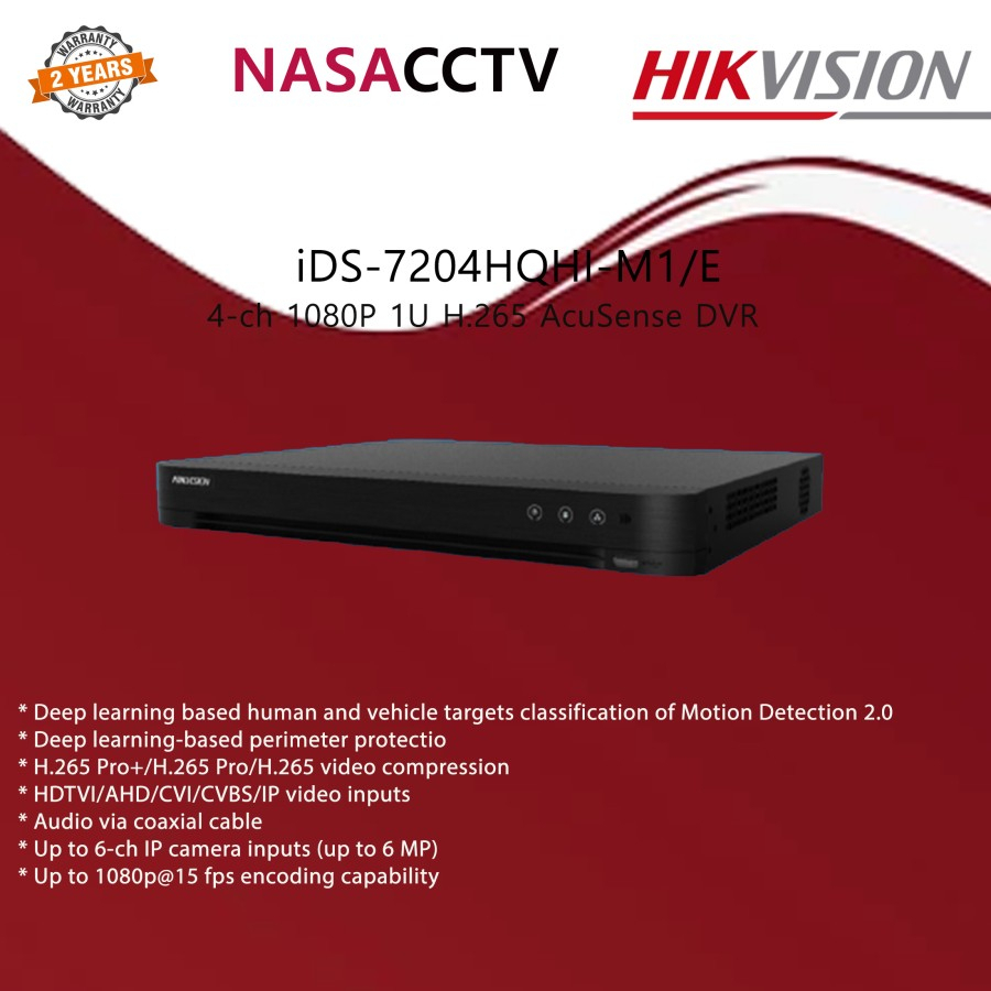 Jual Hikvision Dvr 4 Ch 1080p Turbo Acusense Ids 7204hqhi M1e Shopee