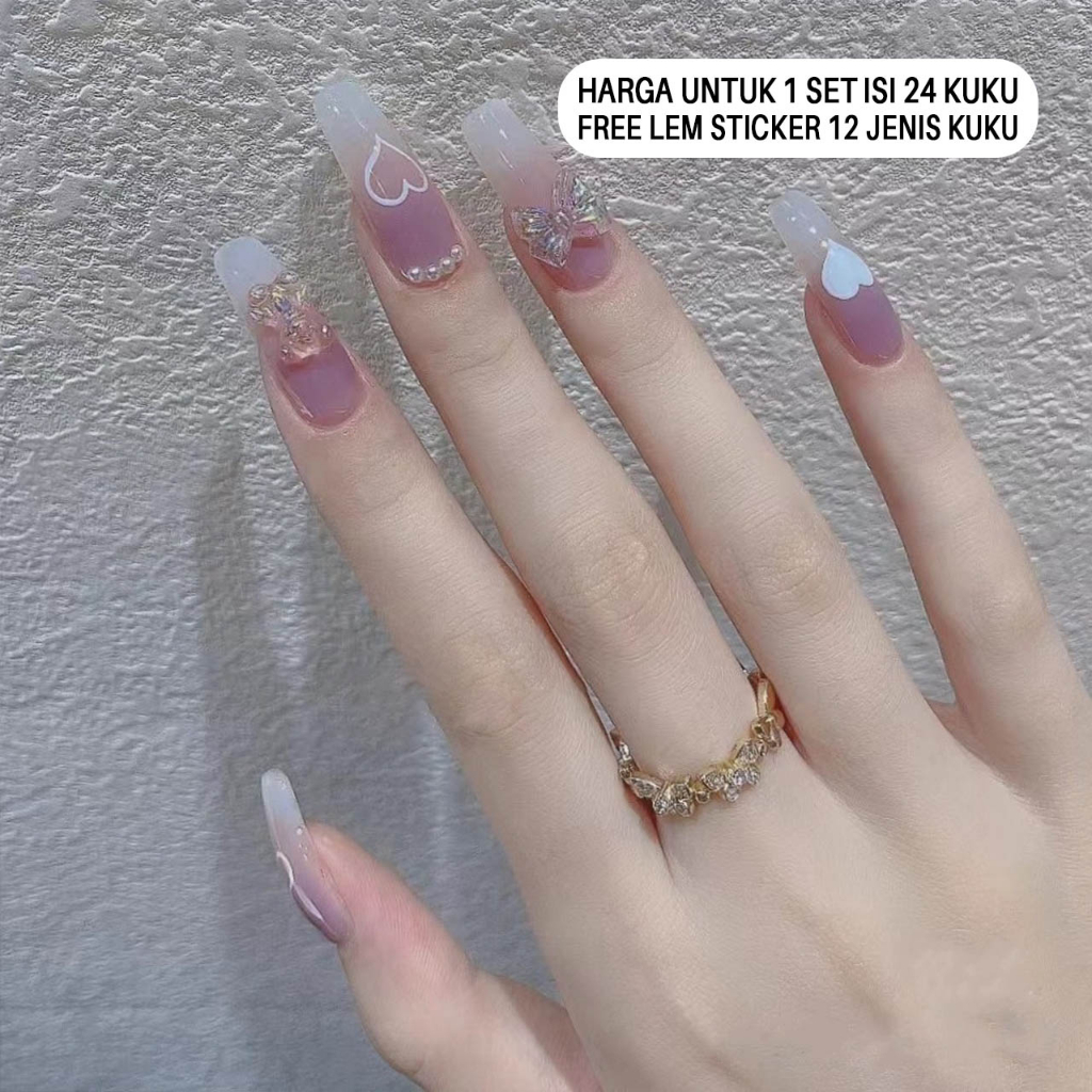 Jual Kuku palsu 3d nail art timbul lucu fake nails panjang estetik