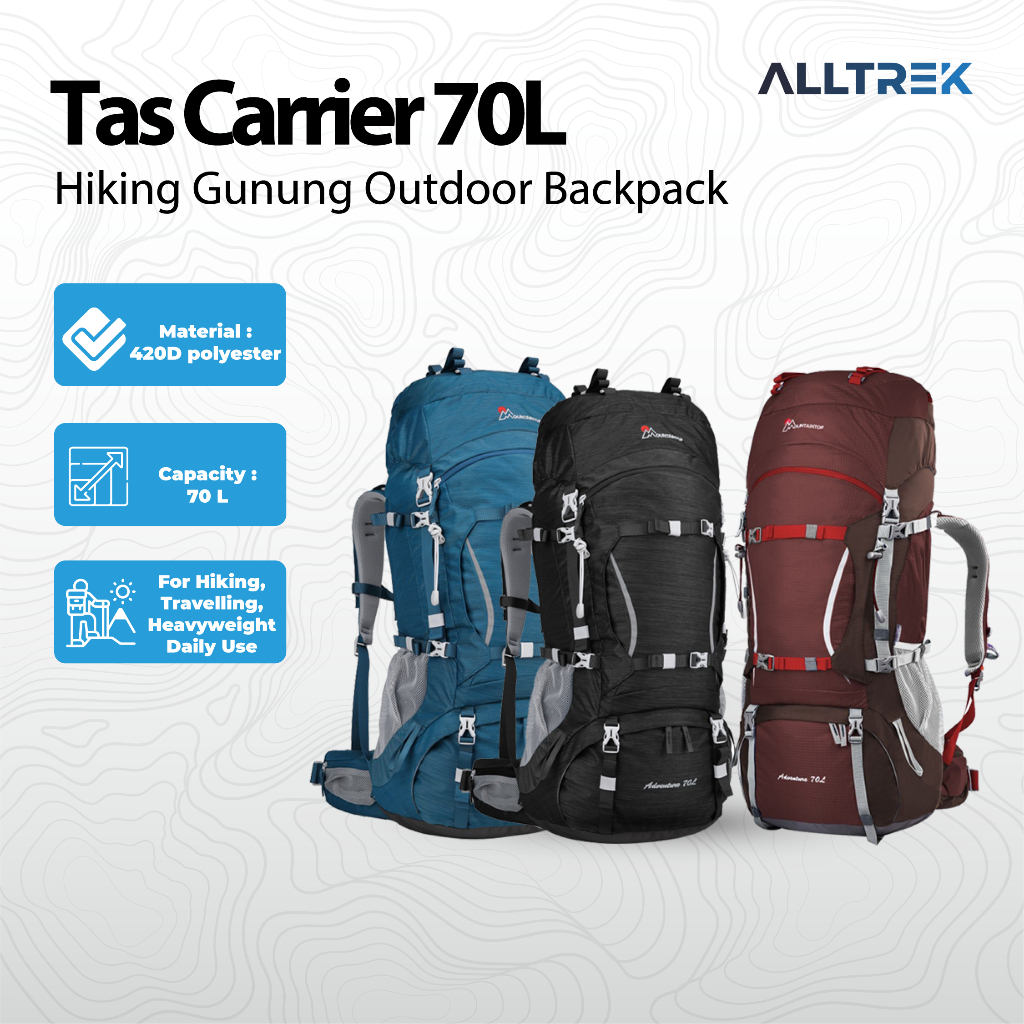 Jual ALLTREK Tas Carrier 70L ADVENTURE Hiking Gunung Outdoor Backpack ...