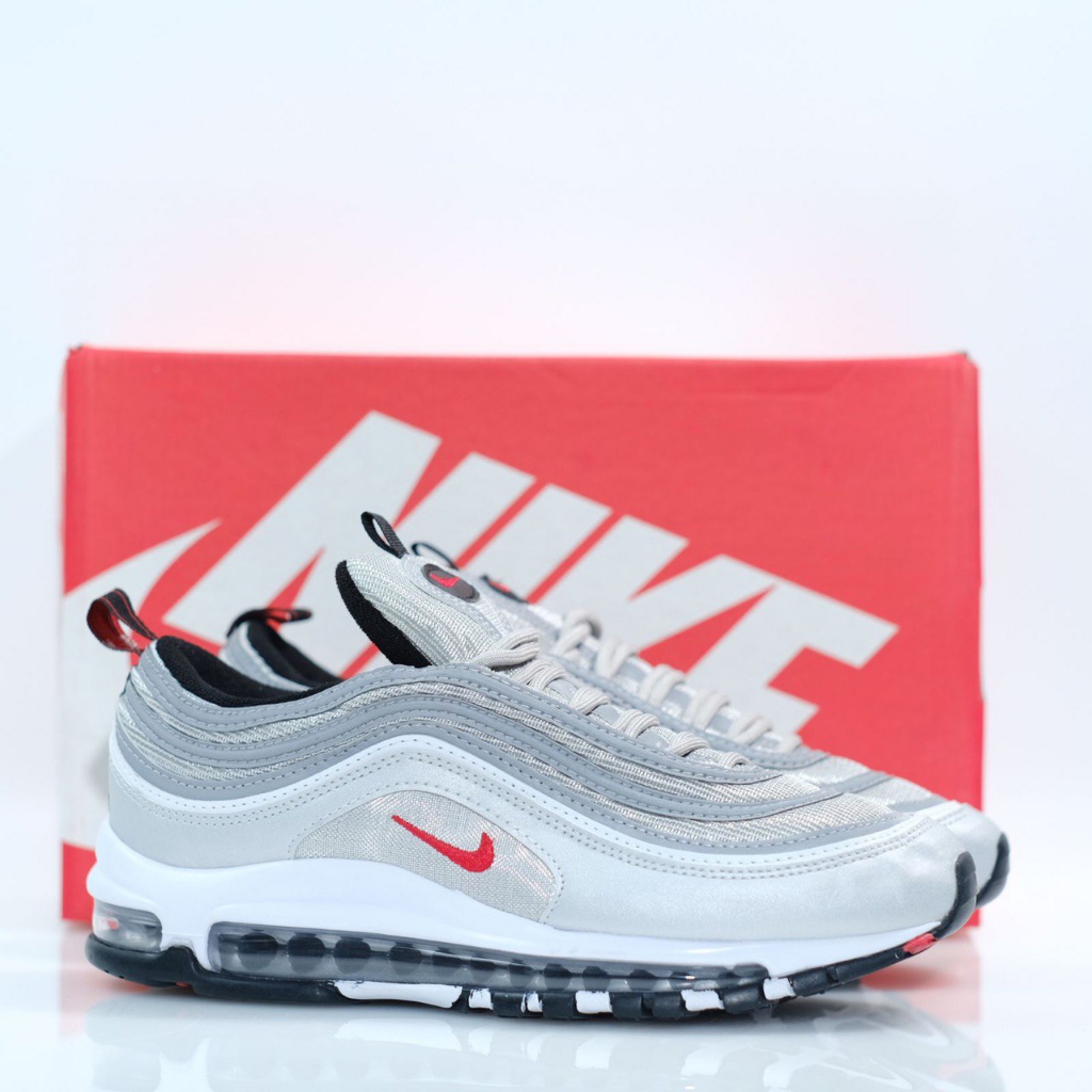 Nike Air Max 97 Silver Bullet Original 100 BNIB Sneakers Grey Sepatu Nyala