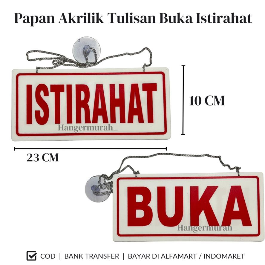 Jual Papan Akrilik Tulisan Buka Istirahat Sign Label Akrilik Buka