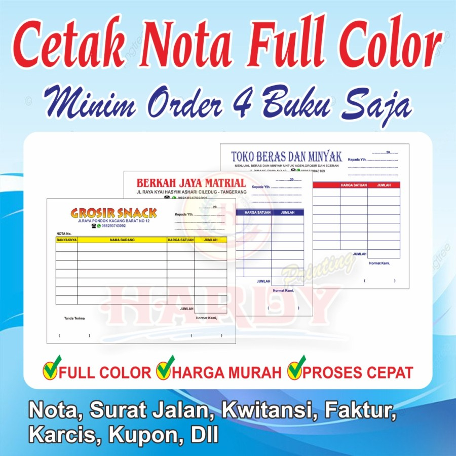 Jual Cetak Nota Full Colour 1/2 F4 | Shopee Indonesia