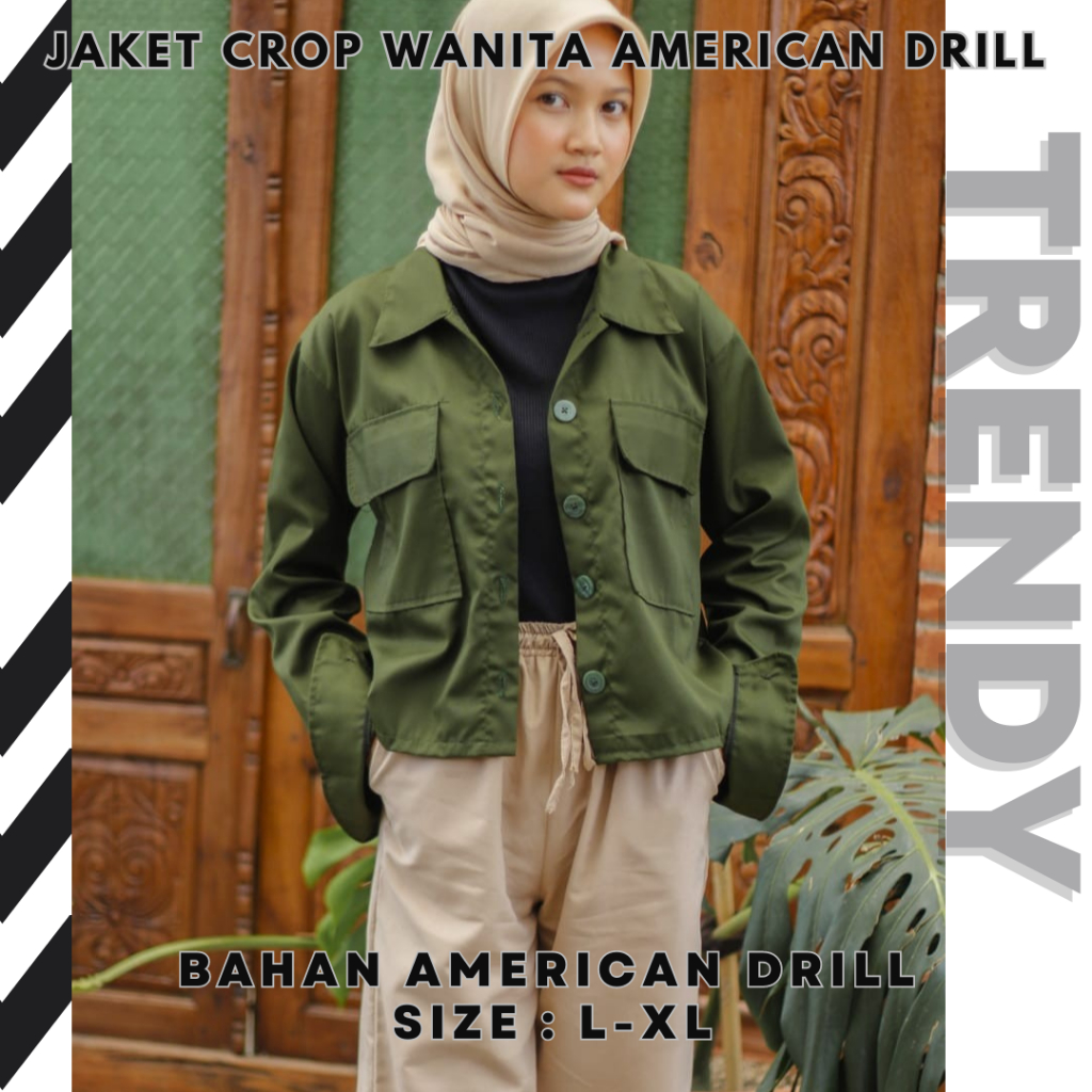 Jual Jaket Jeans Crop Jaket Crop Wanita Warna Army Size L Xl Shopee Indonesia