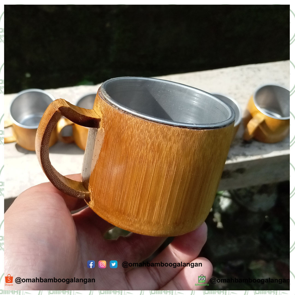 Jual Gelas Cangkir Bambu Stainless Model Unik Bambu Asli Cangkir Mug Stainless Costum Bambu Unik 4208