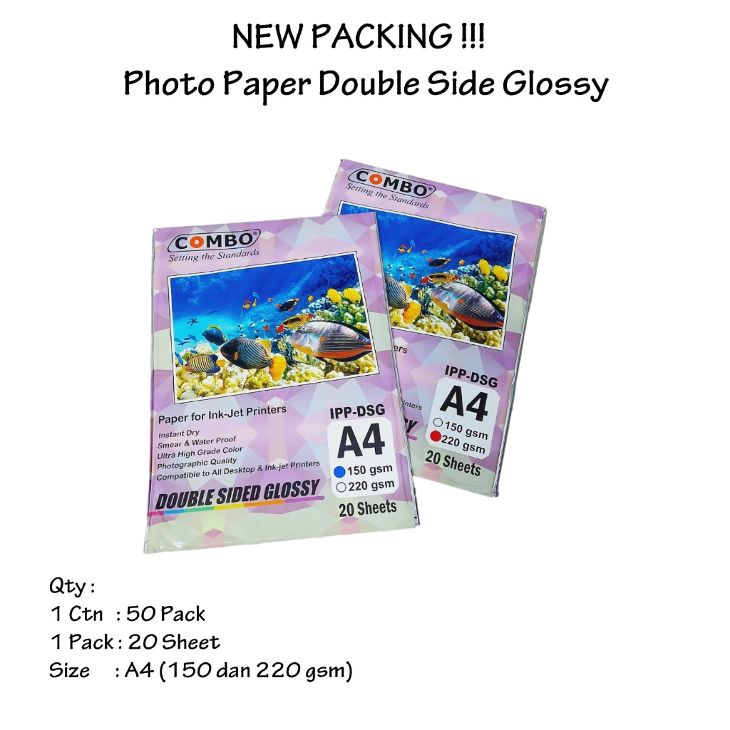 Jual Kertas Foto A4 2 sisi / Photo Paper Glossy Double Side A4 220Gr ...