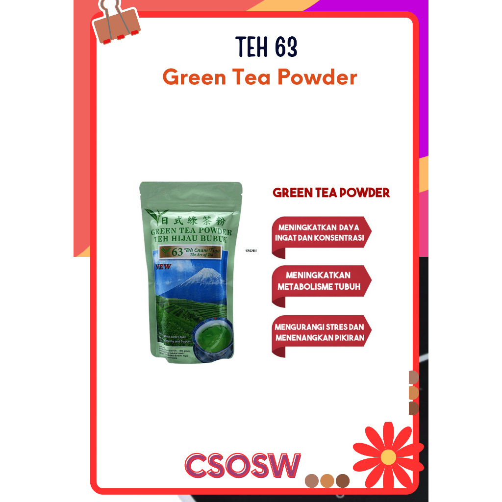 Jual Teh 63 Green Tea Powder Mengurangi Stress dan Menenangkan Pikiran ...
