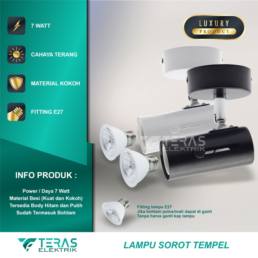 Jual Lampu Sorot Plafon Tempel 7 Watt Besi Top Quality | Shopee Indonesia