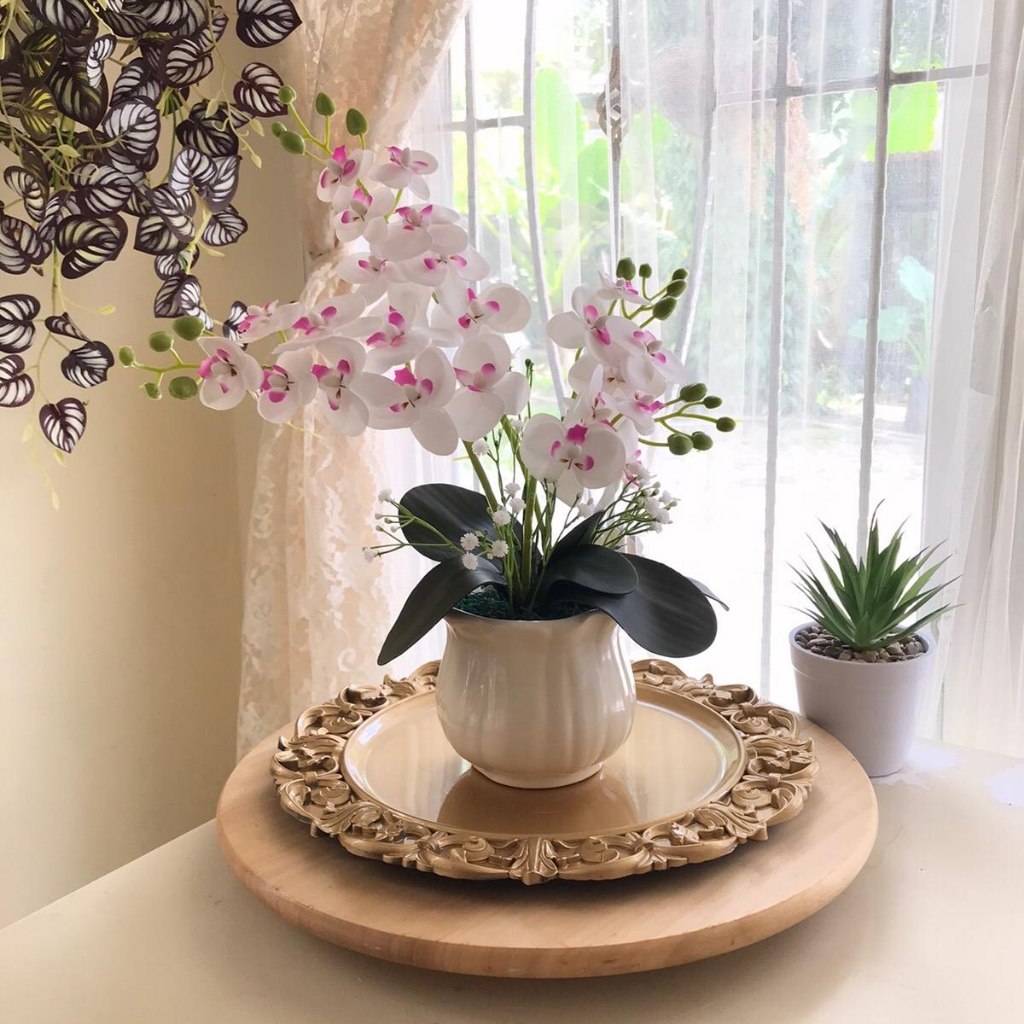 Jual ANGGREK ARTIFICIAL / ANGGREK VAS KERAMIK / HOMEDECOR / HIASAN MEJA