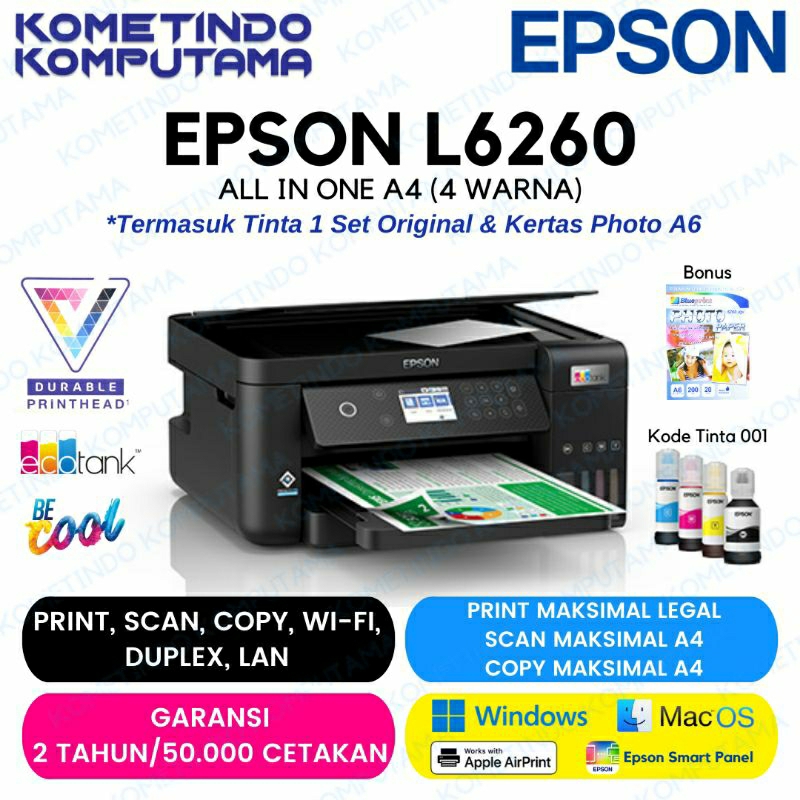 Jual Epson Ecotank L6260 A4 Wi Fi Duplex All In One Ink Tank Printer Resmi Tinta Jamin Original 3280