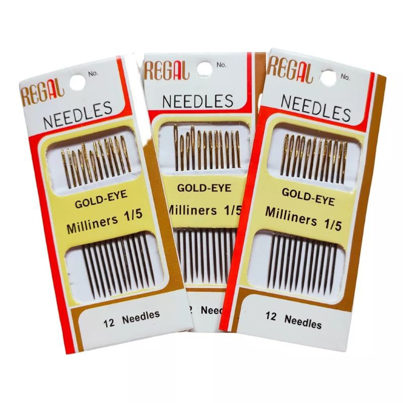 Jual COD Jarum Jahit Needles- Jarum Jahit REGAL Gold Eye- 1/5 Miliners ...