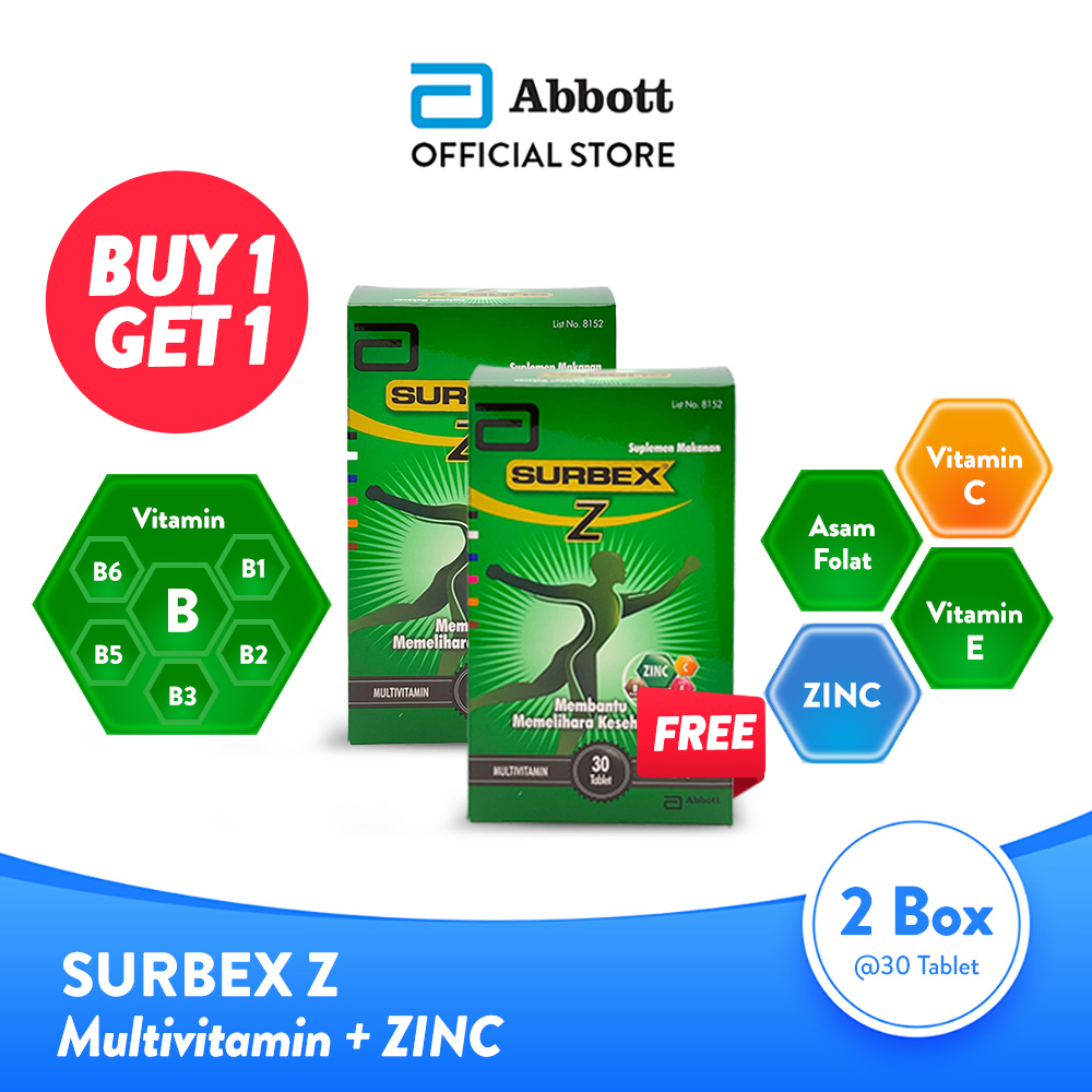 Jual [BUY 1 GET 1 FREE] Abbott Surbex Z Box 30 Tablet - Multivitamin ...