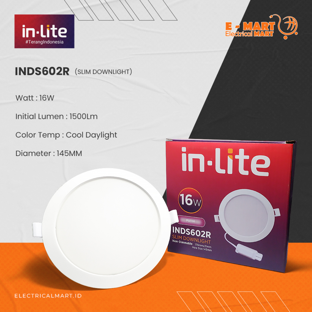 Jual INLITE Downlight LED PANEL SLIM 16W BULAT In-Lite INDS602R 16watt ...