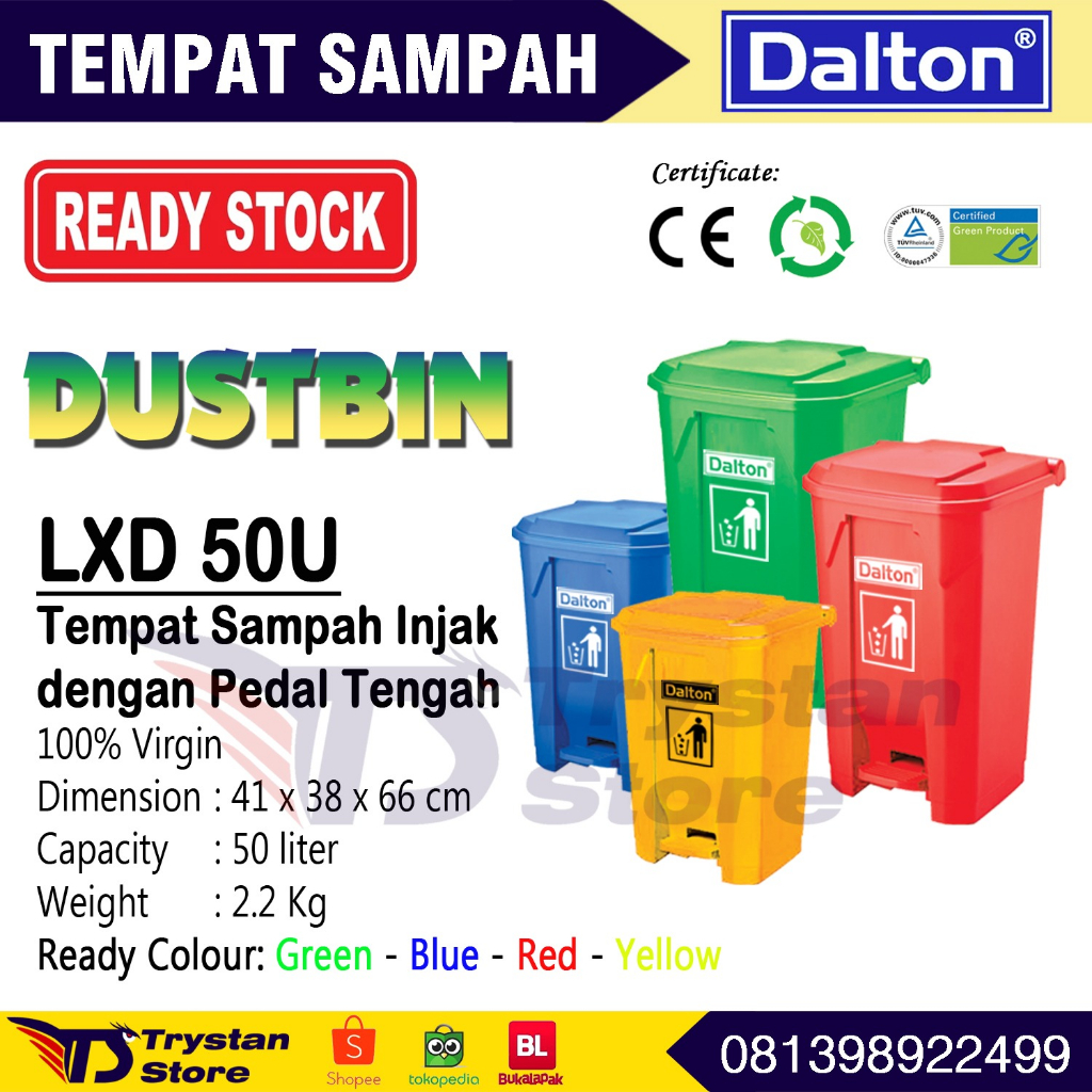 Jual Tempat Sampah Injak Kapasitas 50 Liter Dan 100 Liter Dalton 100 Biru Shopee Indonesia 5392