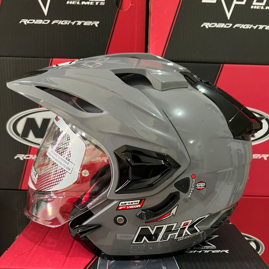 Jual HELM NHK PREDATOR CRYPTON | DIM GREY GLOSSY | DOUBLE VISOR HALF ...