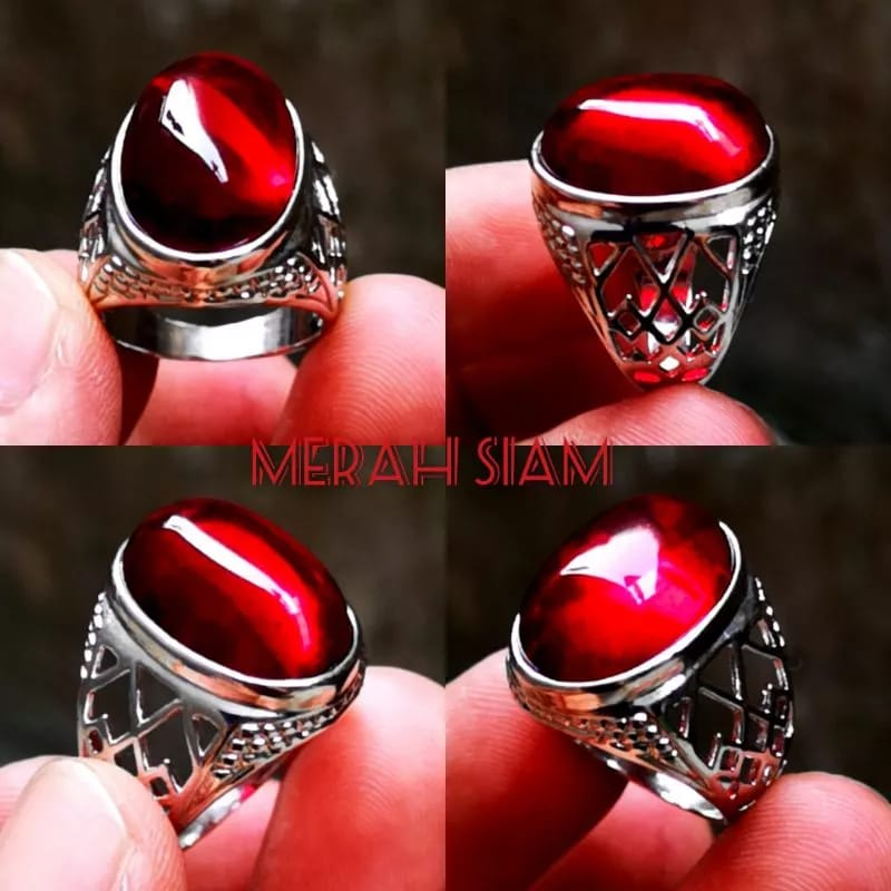 Jual Batu Cincin Pria Merah Siam Delima Bangkok Super Mewah Termurah ...