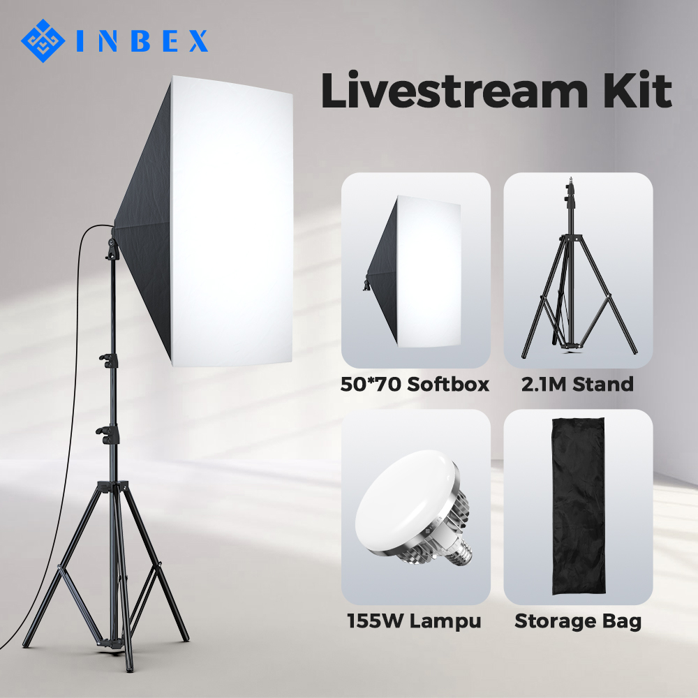 Jual INBEX Softbox Photography Lighting Kit 155W 5500K untuk Live