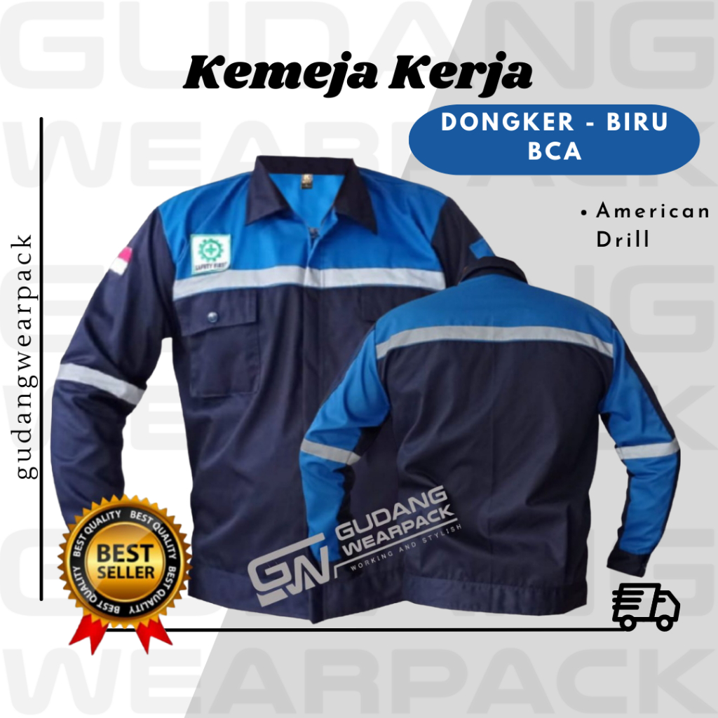 Jual Gudang Wearpack Baju Kerja Seragam Proyek Warna Dongker Biru