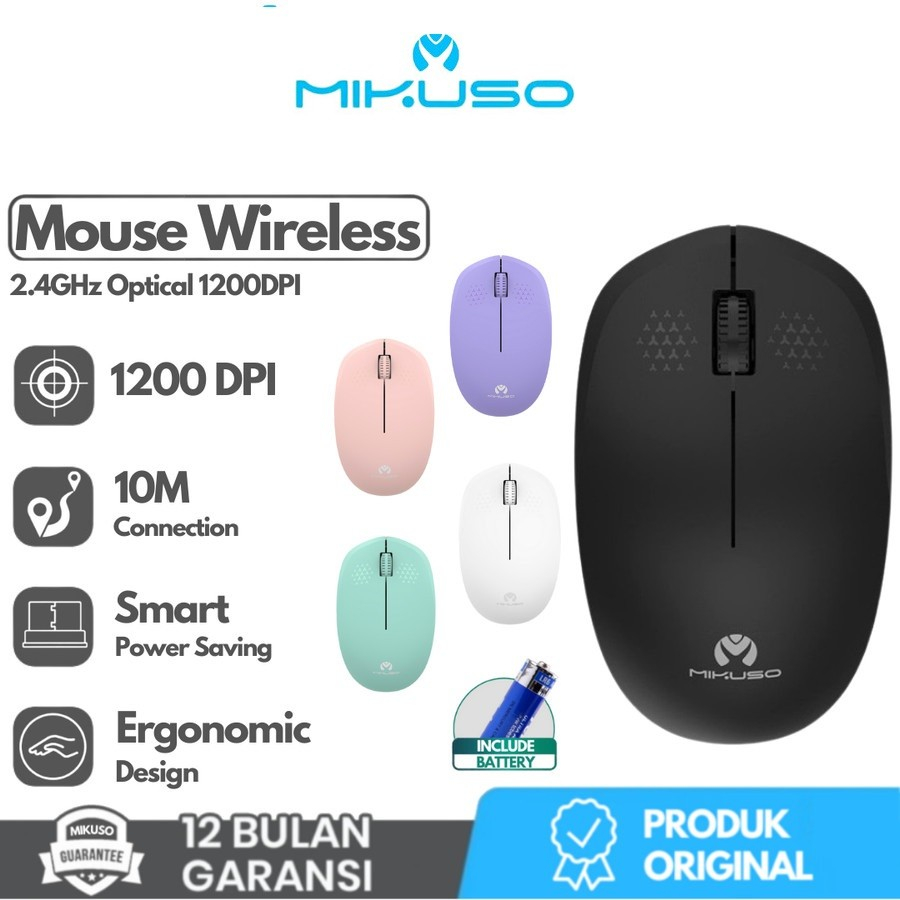 Jual MIKUSO MOS-W080 Mouse Wireless USB 1200DPI 2.4Ghz Office Computer ...