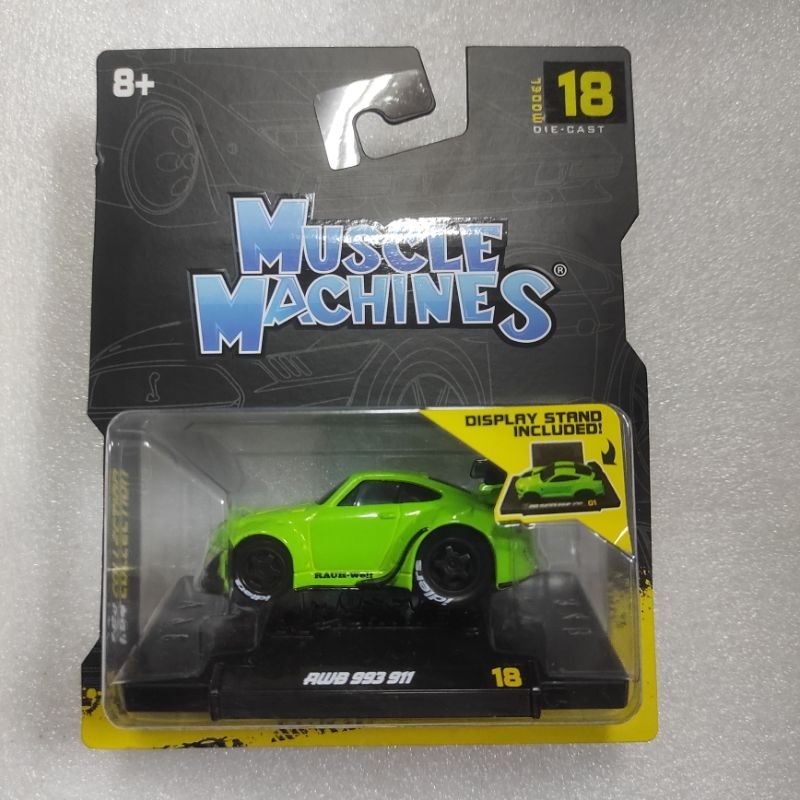 Figurine Muscle Machines Porsche 911 993 RWB Verte – Édition Limitée 1:64, Diecast, Sans Pneus
