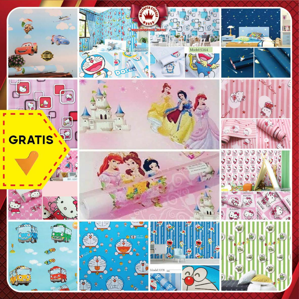 Jual WALLPAPER DINDING KAMAR TIDUR ANAK CEWEK 45CM X 10 M / 9M / 8M