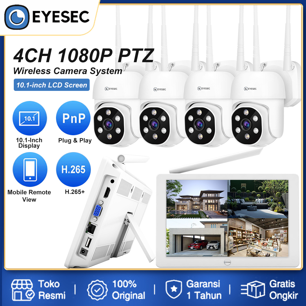 Jual EYESEC PAKET CCTV 8 CHANNEL 4 KAMERA 2MP PTZ Waterproof+10.1