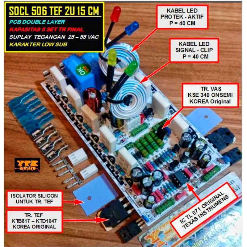 Jual KIT Driver Power Amplifier SOCL 506 TEF 2U 15 Cm 5 Set TR Final
