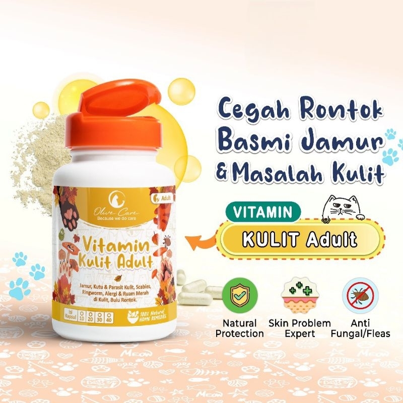 Jual Vitamin Untuk Mengatasi Problem Kulit Kucing Dewasa Olive Care isi ...