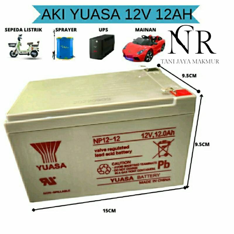 Jual AKI YUASA 12AH/ AKI KERING SPRAYER ELEKTRIK 12ah 12v YUASA/AKI