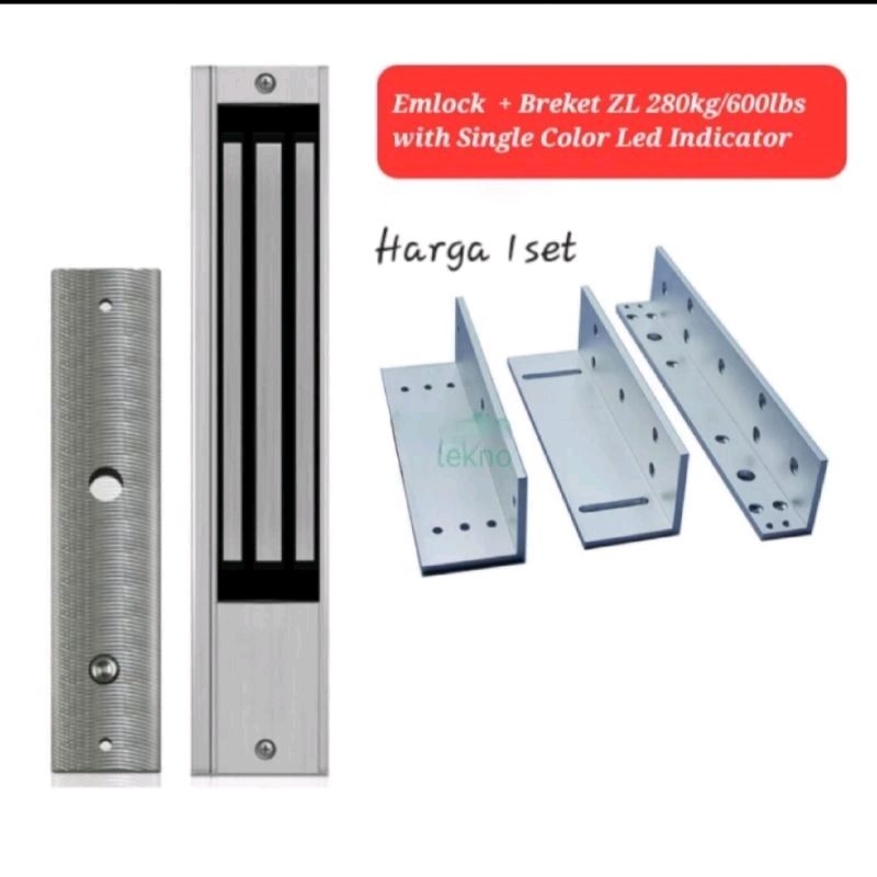 Jual Mlock Emlock Magnetic Lock + Breket ZL 600lbs 280kg 2 Kabel Single ...