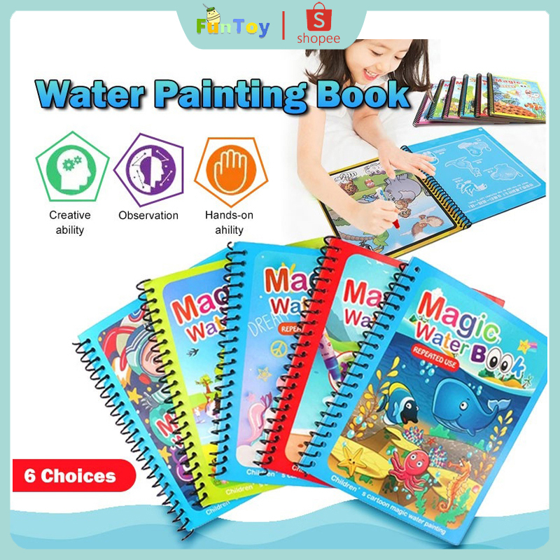 Jual FUNTOY Magic Water Drawing Painting Book Reusable Kids Drawing