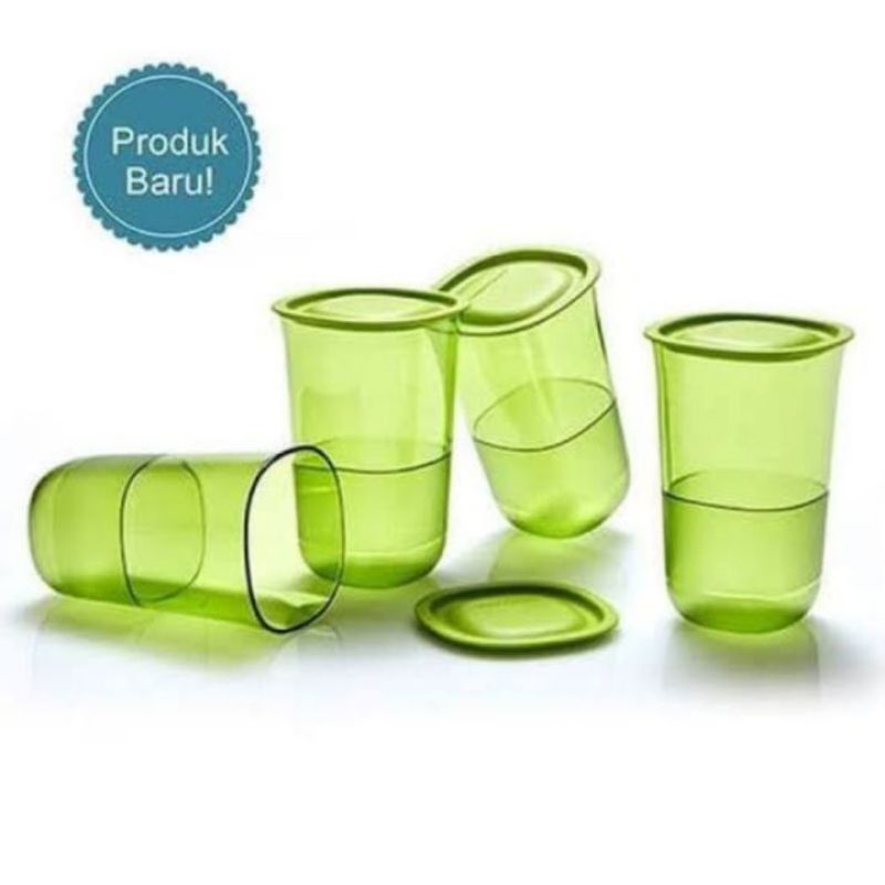 Jual Gelas cantik tupperware isi 4 crystalline glass high hijau ...