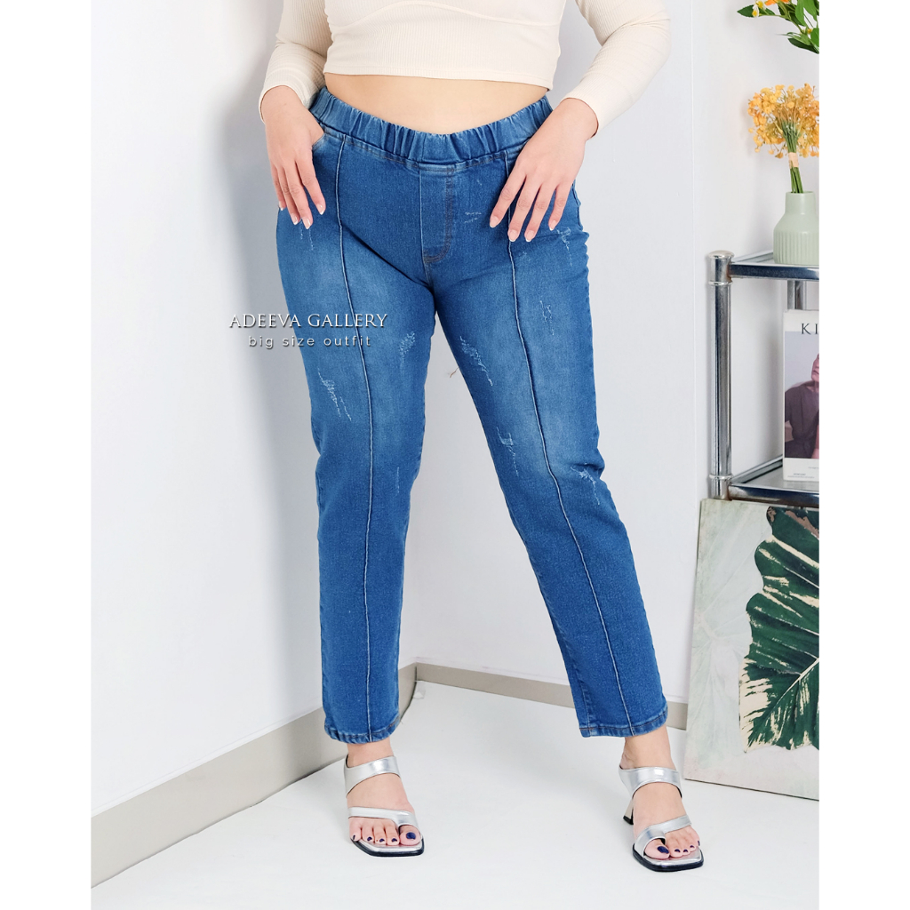 Jual ADEEVA Hyejin Jeans Stretch Jumbo | Shopee Indonesia