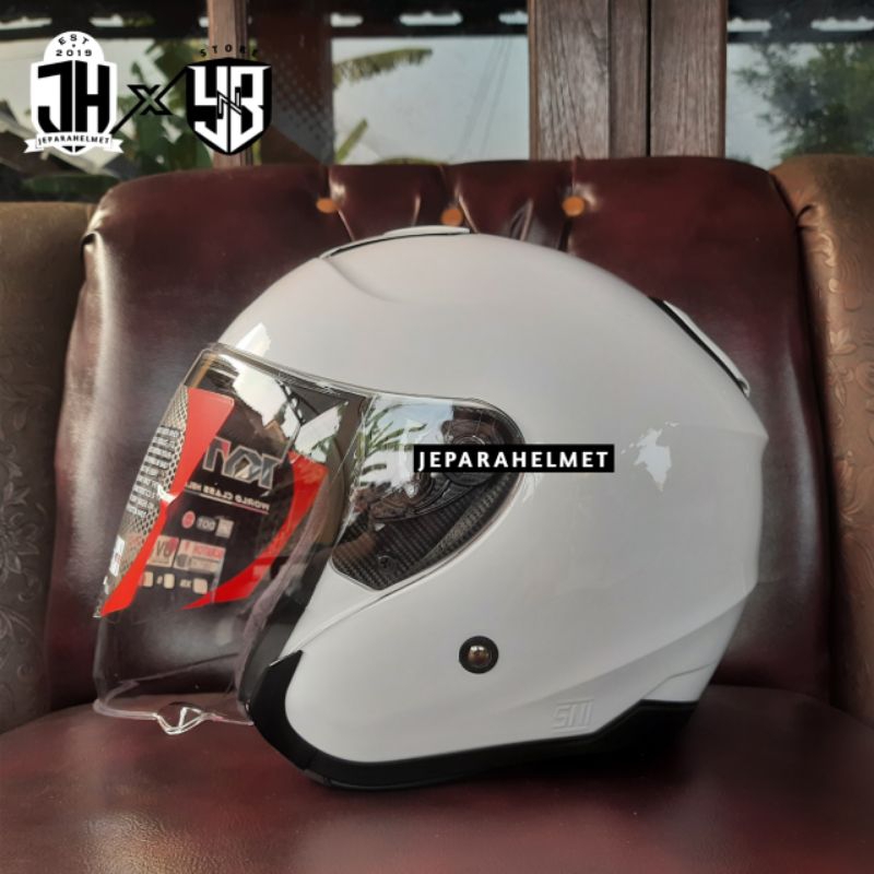 Jual Helm Half Face KYT Kyoto R Solid Polos White Putih Limited KYT